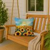 Kansas Sunflowers in Watercolor Throw Pillow Machine Washable, Indoor Outdoor Decorative Pillow for Couch, Bed or Patio, 18Hx18W