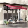 Outsunny 10'x8' Manual Retractable Patio Awning, UV Protection Sun Shade Tent for Patio, Deck, Yard, Easy Crank, Red