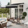 Outsunny 8' x 6.6' Patio Retractable Awning, Manual Exterior Sun Shade Deck Window Cover, Black