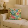 Alaska Forget-me-nots in Watercolor Throw Pillow Machine Washable, Indoor Outdoor Decorative Pillow for Couch, Bed or Patio, 18Hx18W