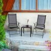 19x19 Inch Black Metal Patio Side Table with Adjustable Foot Pads Outdoor Square End Table Weather Resistant Iron Accent Table for Balcony Garden Deck
