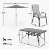 8 Pieces Patio Furniture Set with 9Ft Patio Umbrella, Outdoor Dining Table and Chairs, Mixed Gray
