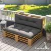 Outsunny 2 Seater Pallet Cushions Outdoor 3.9" Thick Replacement Cushions - Tufted Design for Garden, Patio, Dark Gray