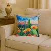 Arizona Saguaro Cactus Blossom in Watercolor Throw Pillow Machine Washable, Indoor Outdoor Decorative Pillow for Couch, Bed or Patio, 18Hx18W