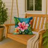 Hawaii Hawaiian Hibiscus in Watercolor Throw Pillow Machine Washable, Indoor Outdoor Decorative Pillow for Couch, Bed or Patio, 18Hx18W