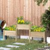 Outsunny 3pc Wooden Garden Box Set, Elevated Plant Stand with Two-Tiered Design, Drainage Holes, Natural