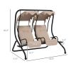 2-Seater Outdoor Porch Swing with Canopy, Patio Swing Chair for Garden, Poolside, Backyard, Beige