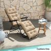 Outsunny Outdoor Chaise Lounge Cushion, Tufted Thick Patio Lounge Chair Cushion with Ties, 74.8" x 22" x 4", Beige