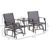 Outdoor Glider Swing 2-Seat Independent Chairs Grey with Center Coffee Table
