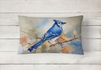 Watercolor Birds Throw Pillow Throw Pillow for Indoor Couch Bed Outdoor Patio Washable, Blue Jay 3183,12Hx16W