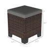 Outsunny 2 Pieces Wicker Outdoor Ottomans with Cushions, Rattan Ottoman Footrest & Side Table for Patio Yard Poolside, Gray