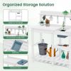 Weather Resistant Outdoor Potting Bench Table with Storage Shelf Wooden Garden Workstation with Open Shelves for Planting Gardening Backyard Patio Bal