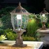 20"(H) Golden Solar Powered LED Outdoor Lantern, Vintage Garden Light with Elegant Glass Design for Pathways, Yards, and Patios (1-Pack)