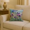 South Dakota Pasque Flowers in Watercolor Throw Pillow Machine Washable, Indoor Outdoor Decorative Pillow for Couch, Bed or Patio, 18Hx18W