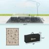 Reversible Outdoor Rug, Waterproof Plastic Straw with Carry Bag, 9' x 12', Black & Beige Rhombus