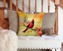 Cardinal Throw Pillow Machine Washable, Indoor Outdoor Decorative Pillow for Couch, Bed or Patio, 14Hx14W