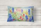 State Watercolor Flowers Throw Pillow Throw Pillow for Indoor Couch Bed Outdoor Patio Washable, Texas Bluebonnets 1708,12Hx16W