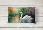 Watercolor Birds Throw Pillow Throw Pillow for Indoor Couch Bed Outdoor Patio Washable, Swan 3276,12Hx16W