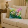 Utah Sego Lilies in Watercolor Throw Pillow Machine Washable, Indoor Outdoor Decorative Pillow for Couch, Bed or Patio, 14Hx14W