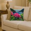 Washington Coast Rhododendrons in Watercolor Throw Pillow Machine Washable, Indoor Outdoor Decorative Pillow for Couch, Bed or Patio, 14Hx14W