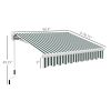 Outsunny 8' x 6.6' Patio Retractable Awning, Manual Exterior Sun Shade Deck Window Cover, Green / White
