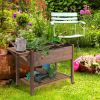 Outsunny Raised Garden Bed 49x21x34 with Grow Grids & Storage Shelf on Wheels Brown