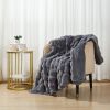 Grey Bubble Faux Fur Ultra Soft Luxury Oversize Throw Blanket 50" x 72", Grey Flannel