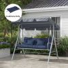 Outsunny Tufted Bench Cushions & Throw Pillows, Outdoor Replacement Bench Seat Pad, Back Cushion & 2 Pillows, Blue