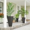 Outsunny Indoor Outdoor Planters Set of 3 MgO Tall Planters Stackable Flower Pots with Drainage Holes for Garden Balcony Black