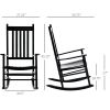 Wooden Outdoor Rocking Chair with Armrests, High Back for Garden, Patio, Balcony, Porch, Black