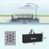 Reversible Outdoor Rug, Waterproof Plastic Straw with Carry Bag, 9' x 12', Blue & White Rhombus Border