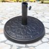 17" 26 lbs Round Resin Umbrella Base Stand Market Parasol Holder with Beautiful Decorative Pattern & Easy Setup, for Φ1.5", Φ1.89" Pole, for Lawn