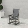 2 Pieces Outdoor Rocking Chairs, HDPE Patio Rockers with 28" High Back, Wide Armrests for Porch Backyard, Dark Gray