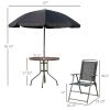 6 Piece Patio Dining Set for 4 with Umbrella, Outdoor Table and Chairs with 4 Folding Dining Chairs & Round Glass Table for Garden