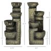 Small Outdoor Fountain with 4-Tier Stone Bowls, Adjustable Waterfall Flow & LED Lights, Perfect for Patio & Zen Garden, Gray
