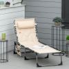 Outsunny Folding Chaise Lounge Chair, Outdoor Padded Reclining Chair with 5-position Adjustable Backrest, Pillow and Pocket for Patio, Beach, Beige