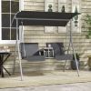 2-Seater Outdoor Porch Swing with Canopy and Table, Patio Swing Chair for Garden, Poolside, Backyard, Gray