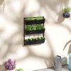 Outsunny Wall Planter with 6 Pots, 3-Tier Design, Black, Ideal for Flowers and Vegetables, Enhances Garden Space