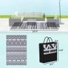 Reversible Outdoor Rug, Waterproof Plastic Straw with Carry Bag, 6' x 9', Blue & White Geometric