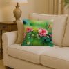 Iowa Wild Prairie Roses in Watercolor Throw Pillow Machine Washable, Indoor Outdoor Decorative Pillow for Couch, Bed or Patio, 14Hx14W