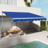 Outsunny Blue Motorized Patio Awning 13x10 with LED Illumination & Remote, Durable Easy-to-Operate Outdoor Shade|