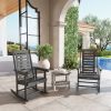 2 Pieces Outdoor Rocking Chairs, HDPE Patio Rockers with 28" High Back, Wide Armrests for Porch Backyard, Dark Gray