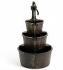 3-Tier Outdoor Barrel Waterfall Fountain with Electric Pump for Garden Decorative Spillway Spout Water Feature