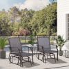 Outdoor Glider Swing 2-Seat Independent Chairs Grey with Center Coffee Table