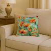 California California Poppies in Watercolor Throw Pillow Machine Washable, Indoor Outdoor Decorative Pillow for Couch, Bed or Patio, 18Hx18W