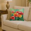 Ohio Scarlet Carnations in Watercolor Throw Pillow Machine Washable, Indoor Outdoor Decorative Pillow for Couch, Bed or Patio, 14Hx14W