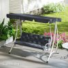 Outsunny Outdoor Bench Cushion Tufted 3-Seater for Swing Chair Patio Sofa Dark Gray