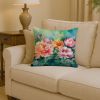 Indiana Peonies in Watercolor Throw Pillow Machine Washable, Indoor Outdoor Decorative Pillow for Couch, Bed or Patio, 14Hx14W
