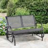 2-Person Outdoor Glider Bench Patio Double Swing Rocking Chair Loveseat w/Power Coated Steel Frame for Backyard Garden Porch, Grey
