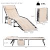 Outsunny Folding Chaise Lounge Chair, Outdoor Padded Reclining Chair with 5-position Adjustable Backrest, Pillow and Pocket for Patio, Beach, Beige